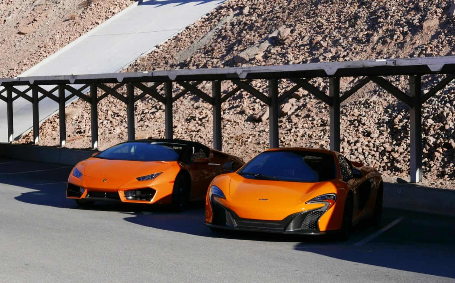 2 sports cars parked