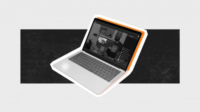 laptop with live stream