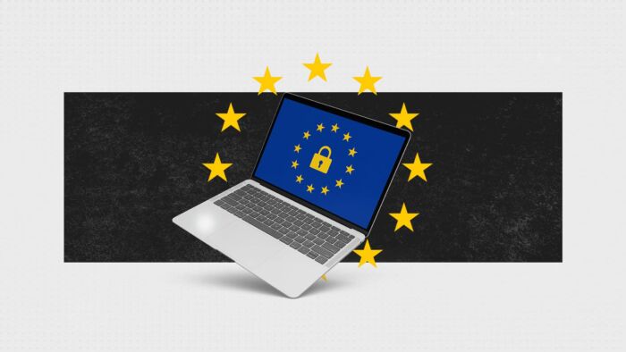 The European Union’s Digital Services Act Laptop Displaying Eu Flag 