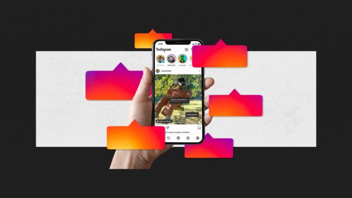Phone Using Instagram Surrounded By Product Tages - Us Instagram Users Can Now Use Product Tags 