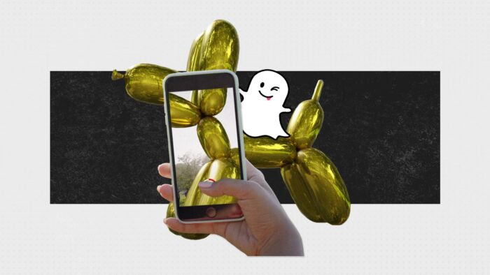 Snapchat’s Ar Art Experiences - Viewing Ar Art Balloon Dog Through Snapchat On A Phone