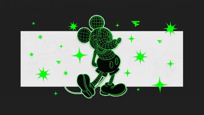 Faze Clan &Amp; Disney Collaboration. New Mickey Mouse Design - Neon Green Outline And A Grid Pattern, Surrounded By Stars. 