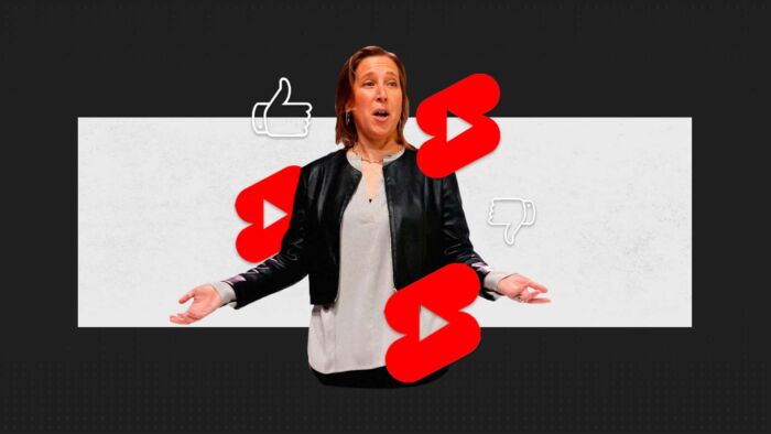Ceo Of Youtube Susan Wojcicki Surrounded By Youtube Logos And Thumbs Up/Down Icons. 