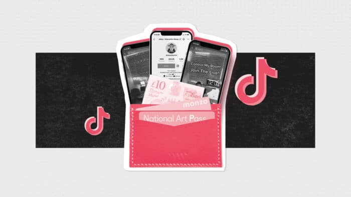 Pink Wallet With Mobile Phones Coming Out The Top Showing Tiktok Videos On The Screen Symbolising Creator Jakey Boehm Making Money From Tiktok Videos That Allows Viewer To Distur His Sleep.