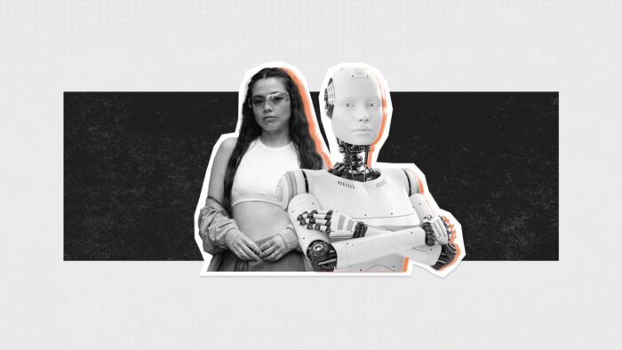 Influencer And A Robot Back To Back - Are They Competing Or Working Together?