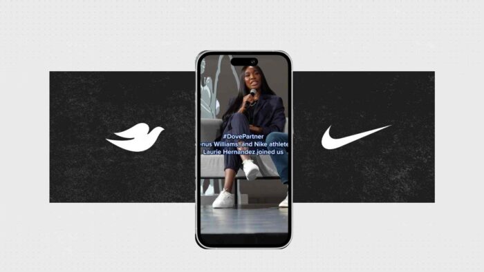 Phone Displaying The Dove And Nike Collaboartive Marekting Campaign